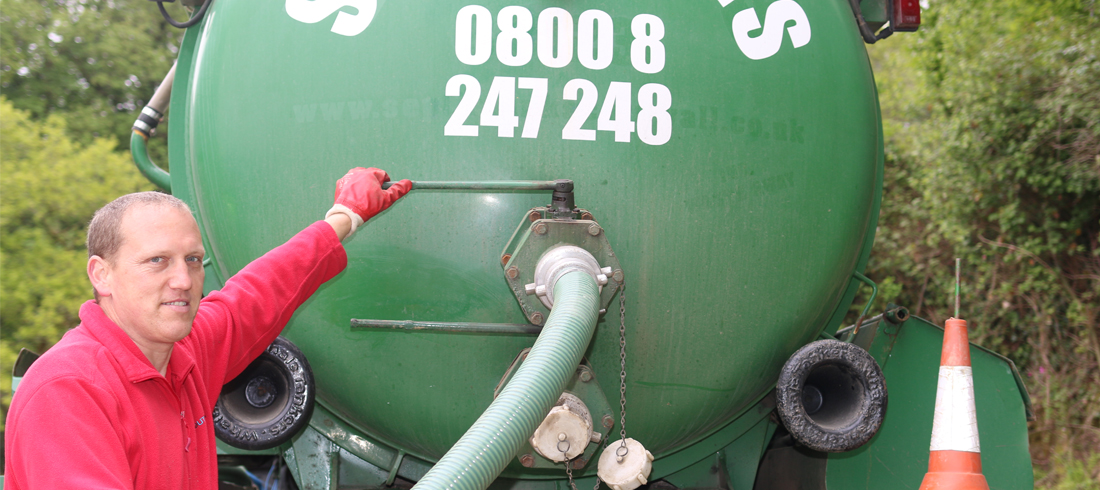 Jason at the back of the green tanker